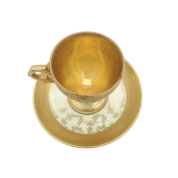 Vintage Original Arnart‎ Creation Japan Footed Tea Cup And Saucer Gold Ivory - Picture 2 of 9